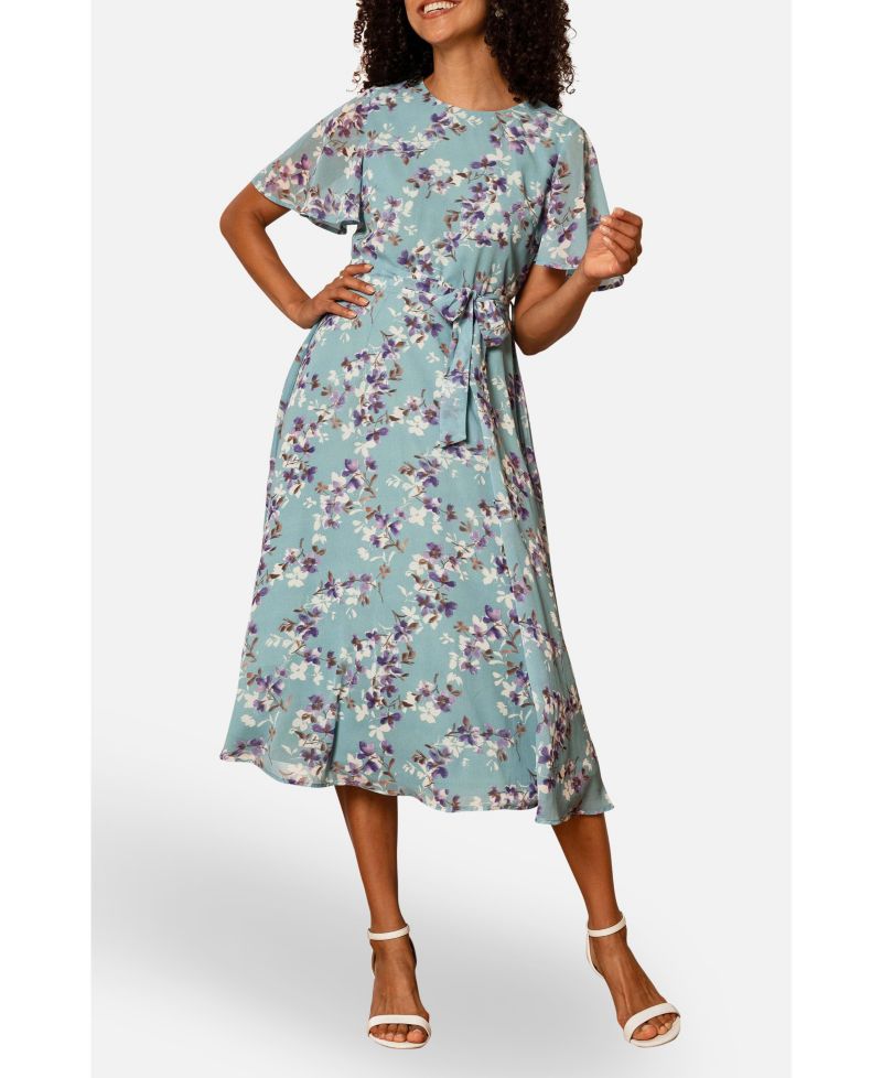 Women's Blossom Print Midi Skater Dress