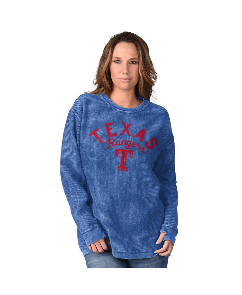 Women's Royal Texas Rangers Comfy Cord Pullover Sweatshirt