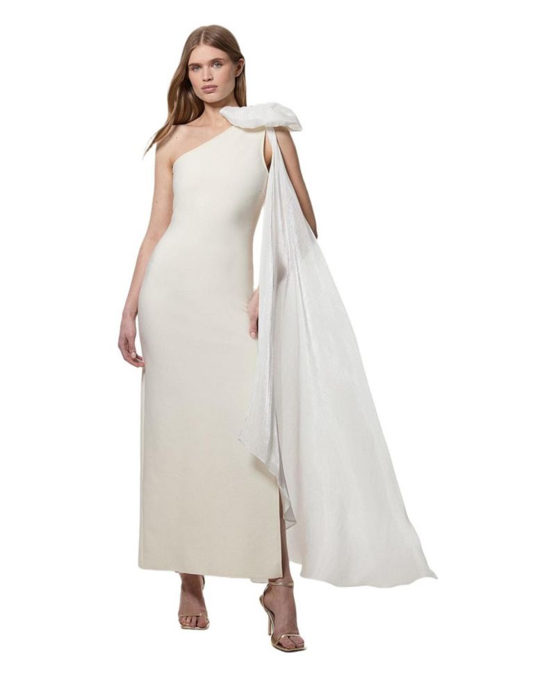 Women's Shoulder Bow Cape Detail Maxi Dress