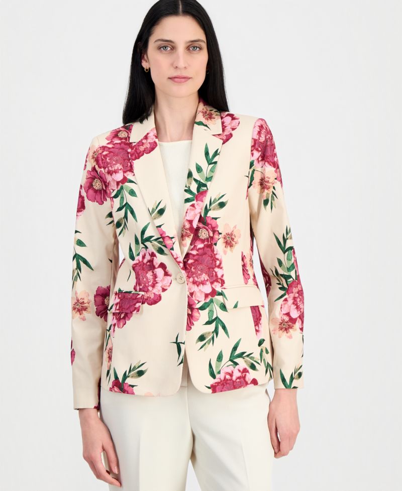 Women's Floral One-Button Blazer