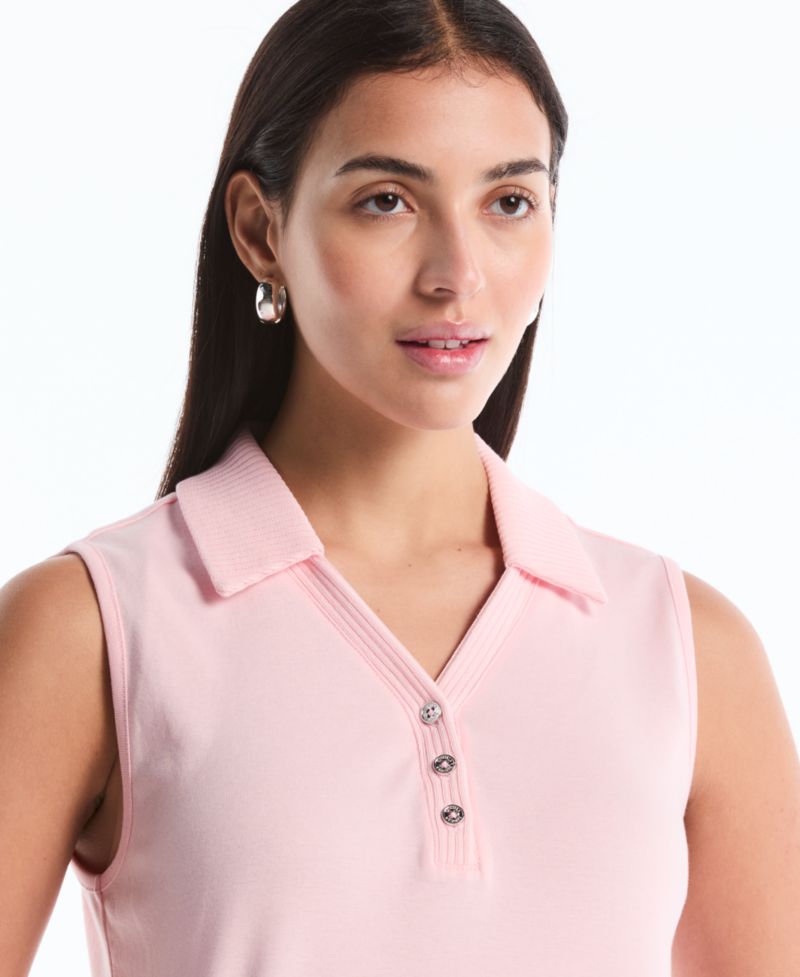 Petite Sleeveless Polo Top