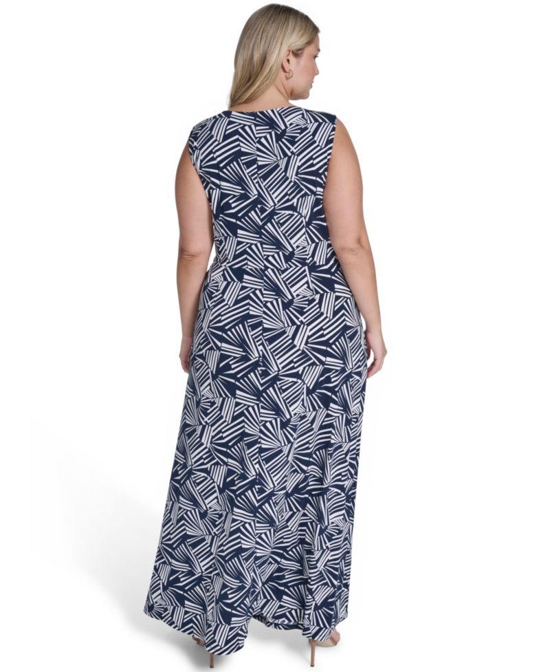 Plus Size Sleeveless Tuck Front V-Neck Maxi Dress
