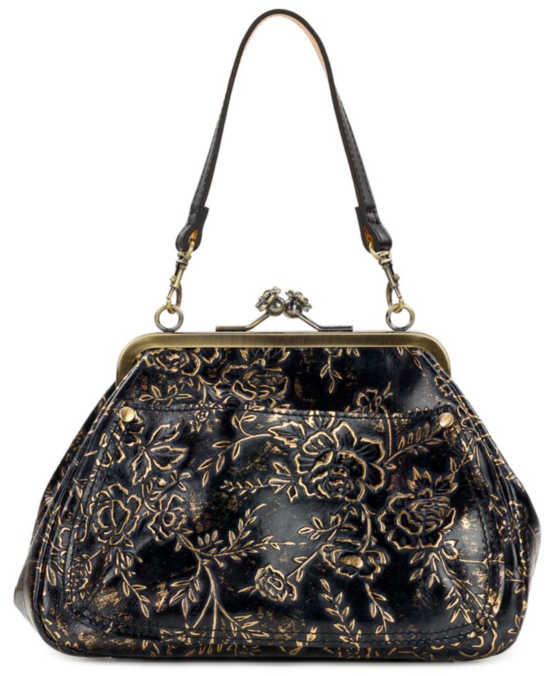 Rose Garden Tabby Small Leather Kiss-Lock Crossbody Bag