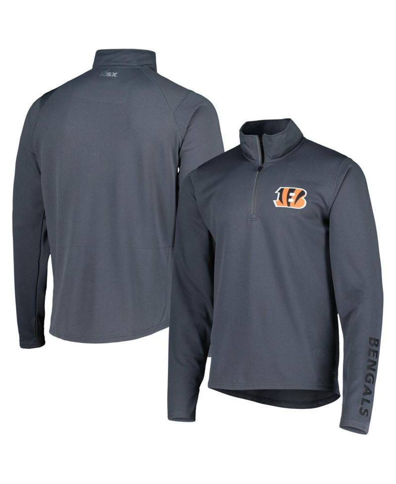 Men's Charcoal Cincinnati Bengals Half-Zip Hoodie