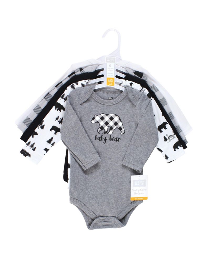 Baby Boys Five-Piece Collection of Long-Sleeve Cotton Bodysuits