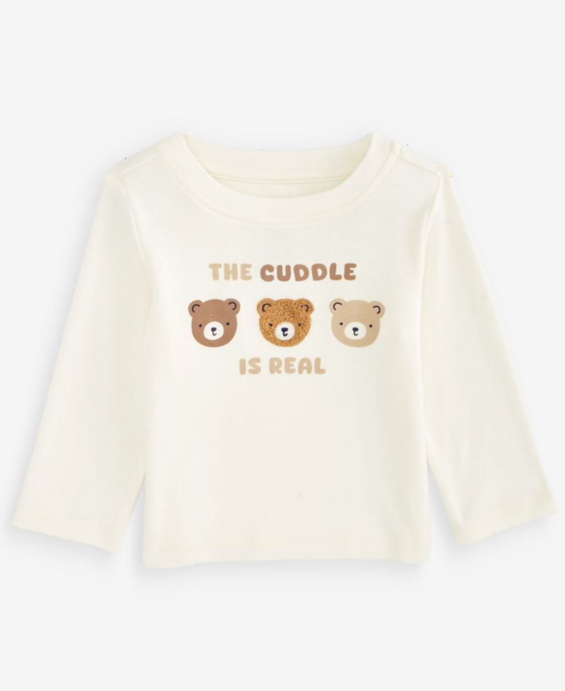 Baby Boys' 3M-24M Mix & Match Long-Sleeve The Cuddle Is Real Bear T-Shirt