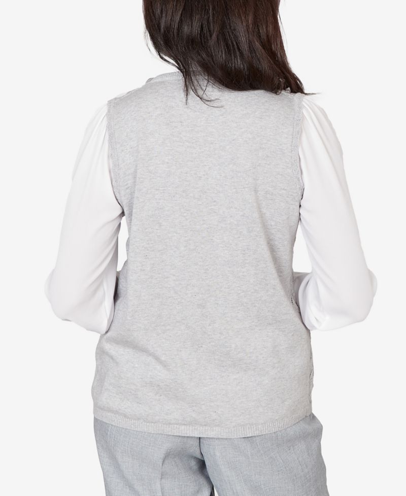 Women's Al Fresco Pointelle Mother of Pearl Lace Two-In-One Sweater