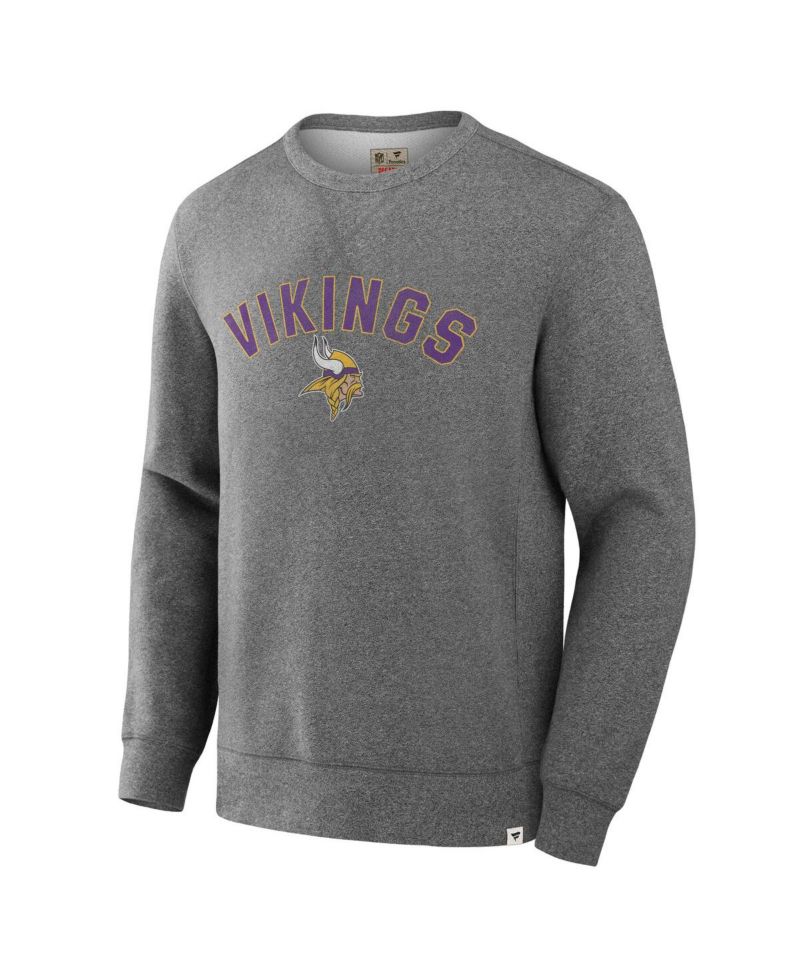 Men's Heather Gray Minnesota Vikings Loop Terry Pullover Sweatshirt