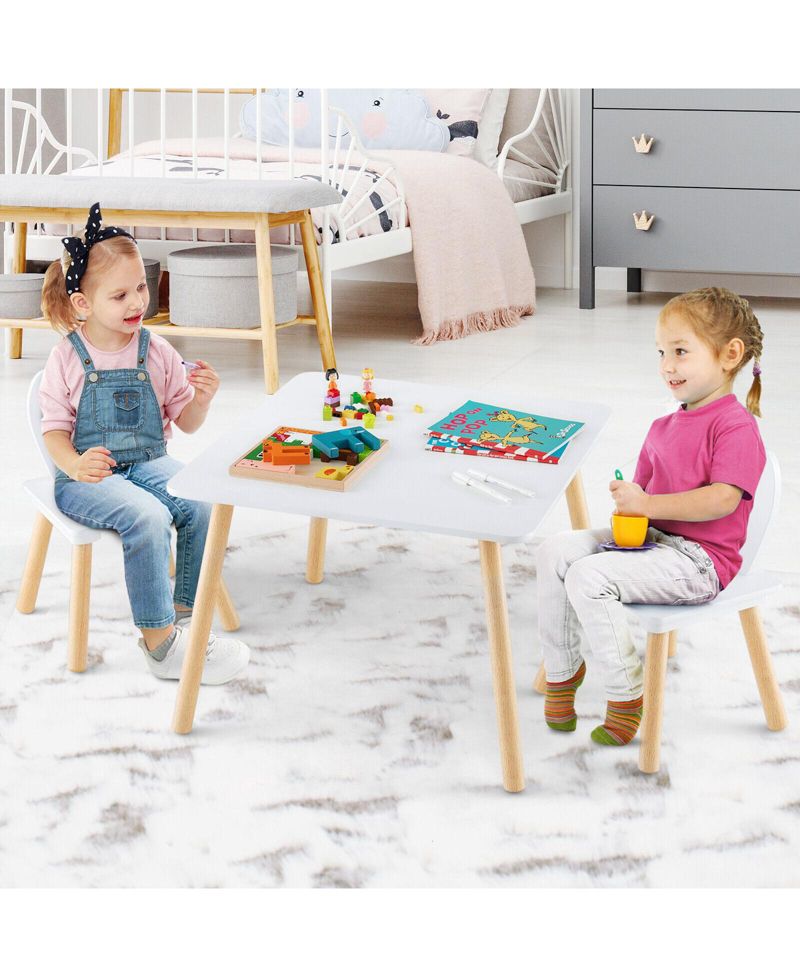 3 Pieces Kids Table and Chairs Set for Arts Crafts Snack Time