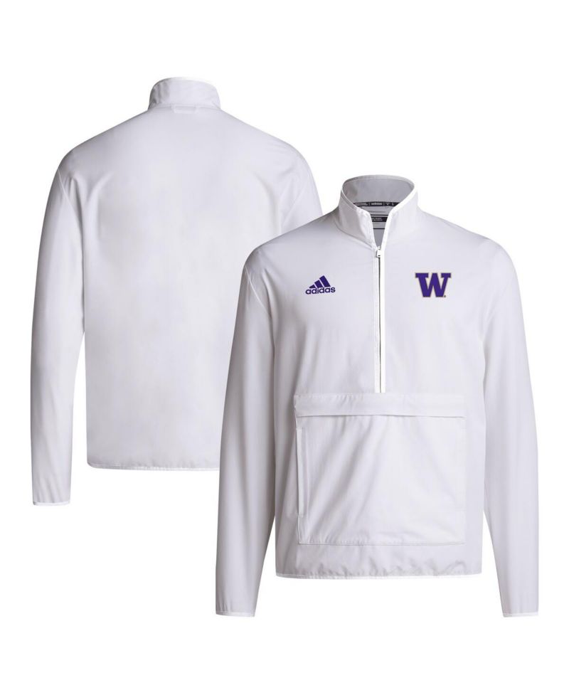 Men's White Washington Huskies 2024 Coaches Sideline Half-Zip Jacket