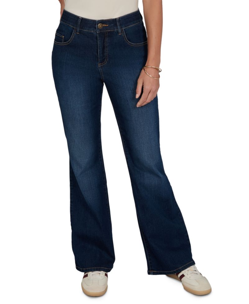 Petite Flare Mid-Rise Cotton-Blend Denim Jeans