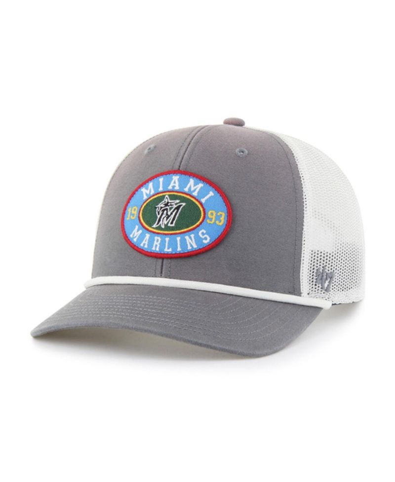 Men's Gray/White Miami Marlins Tide Sweep Rope Trucker Adjustable Hat