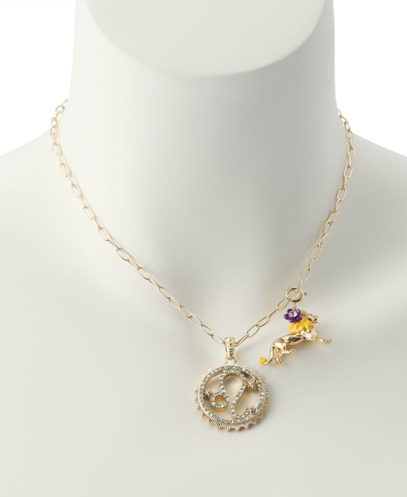 Faux-Stone Leo Celestial Pendant Necklace Charm Zodiac Set