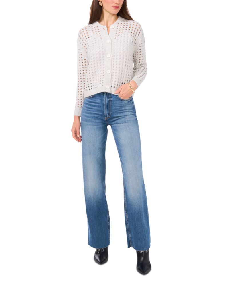 Women's Long-Sleeve Pointelle Cardigan