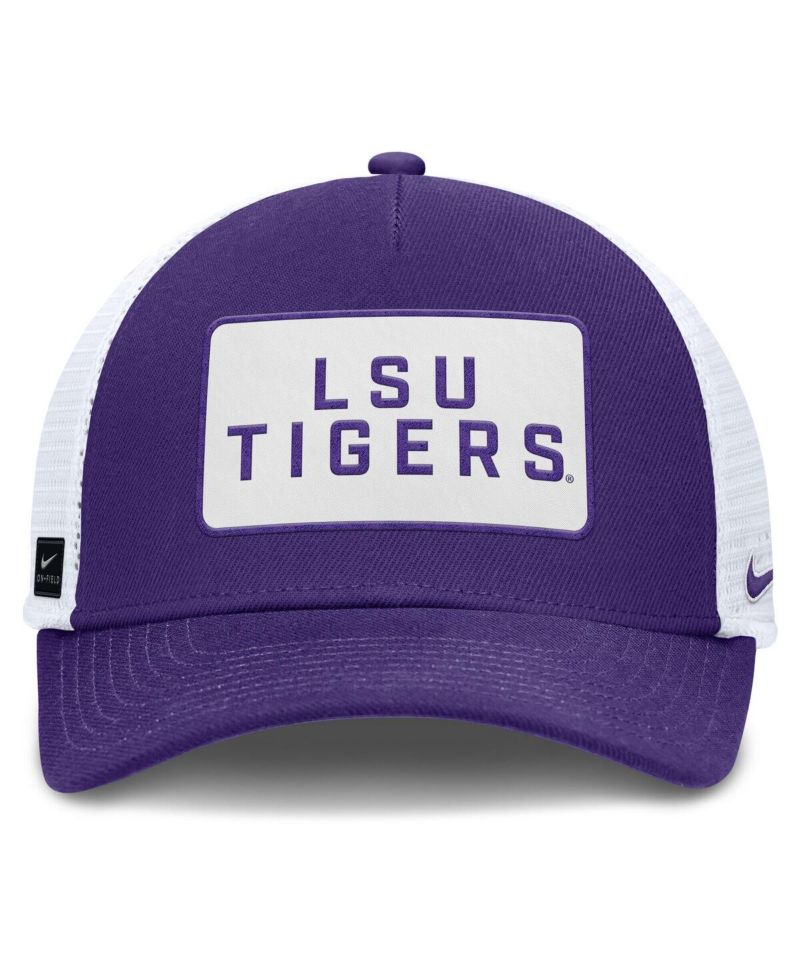 Men's Purple/White LSU Tigers 2025 On-Field Rise Patch Trucker Adjustable Hat