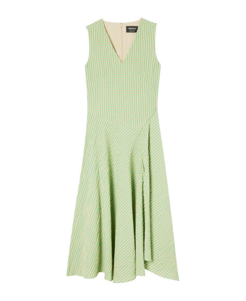 Women's Checked V-Neck Asymmetric Dress