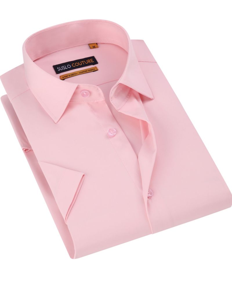 Men's Slim Fit Performance Short Sleeves Solid Button Down Shirt