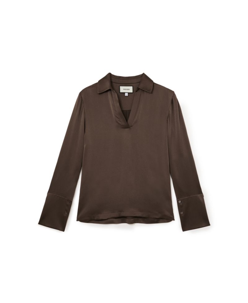 Women's Marina Silk Open-Collar Blouse