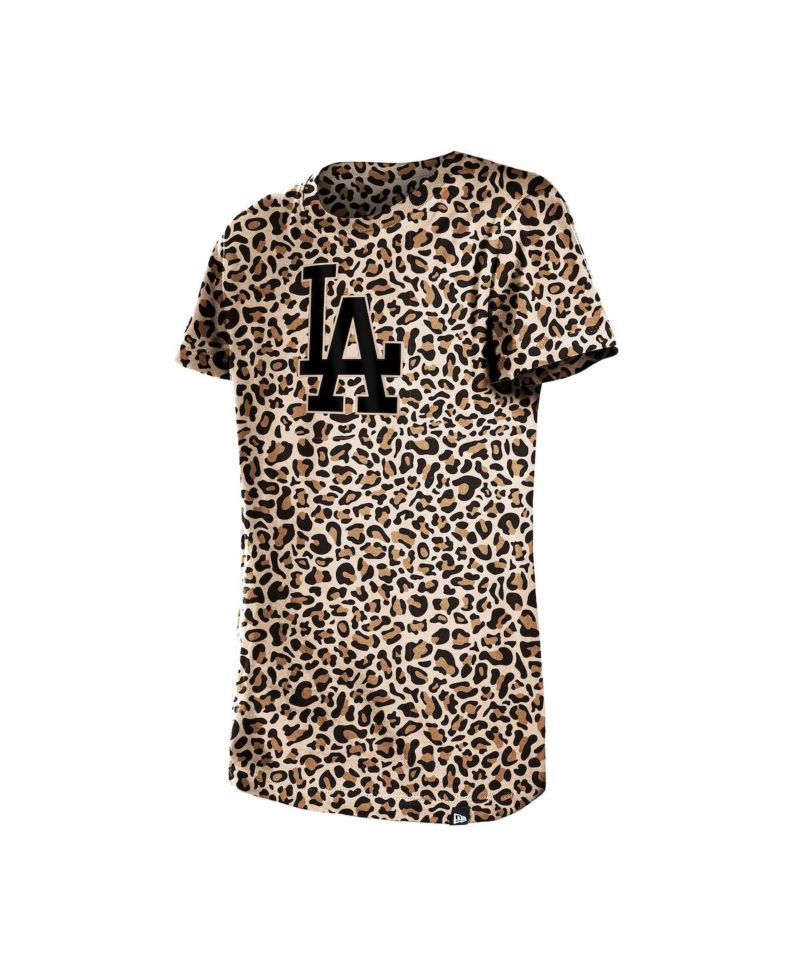 Big Girls Brown Los Angeles Dodgers Leopard T-Shirt