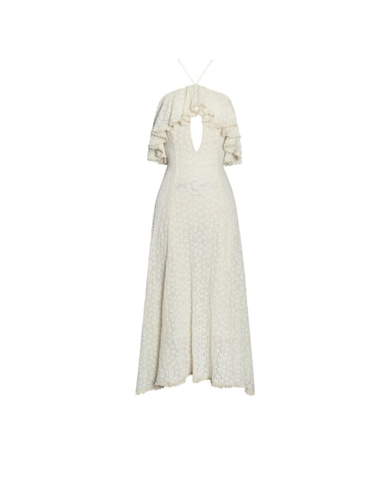 Women's Idra Lace Trim Sleeveless Crochet Midi Trailing Dress