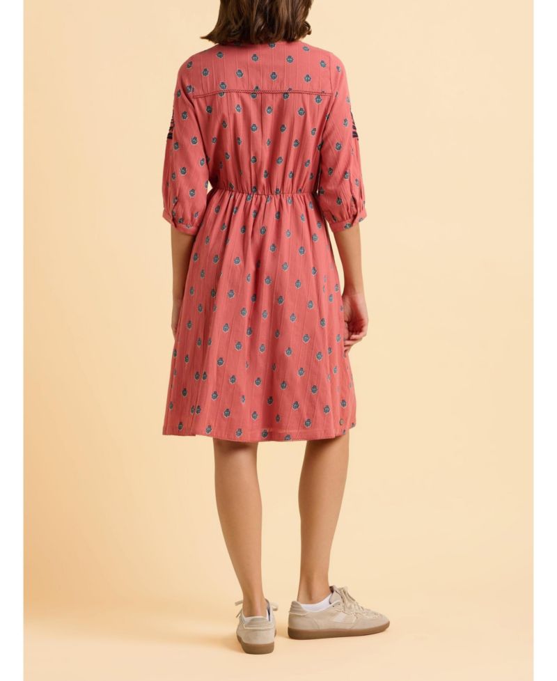 Women's Rolling 3/4 Sleeve Round Neck Dress