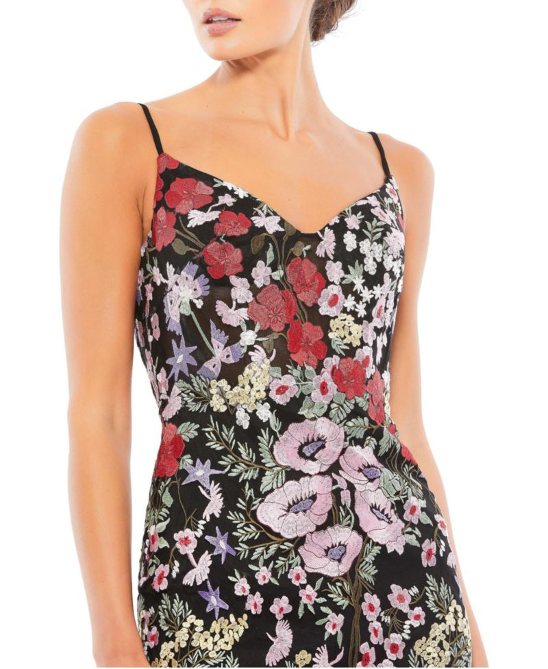 Women's Floral Embroidered Lace-Up Mini Dress