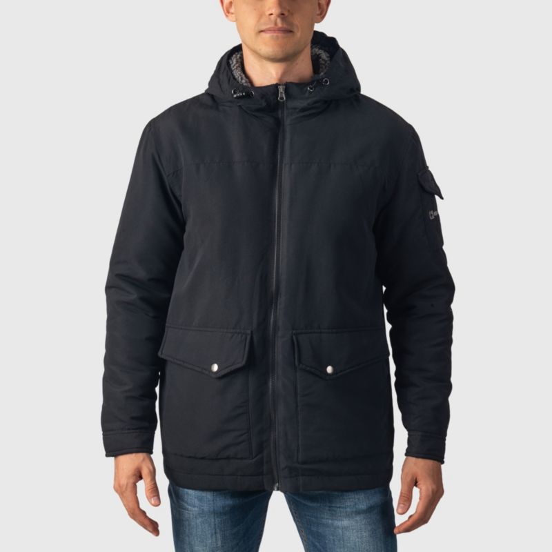Mens Sherpa Lined Parka Hooded Winter Coat Cargo Utility Jacket