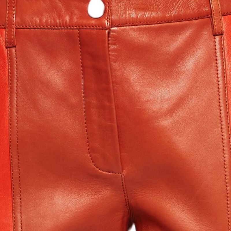 Women's Brown Patchwork Leather Pants