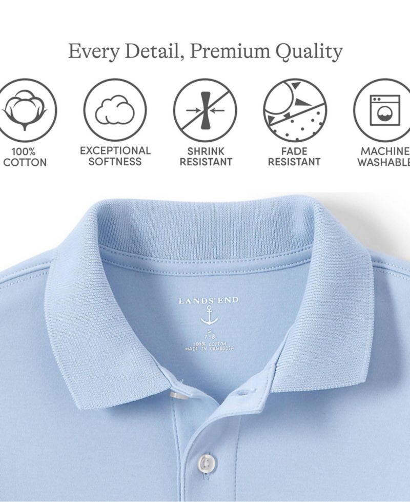 Big Boys Husky Short Sleeve Interlock Polo Shirt