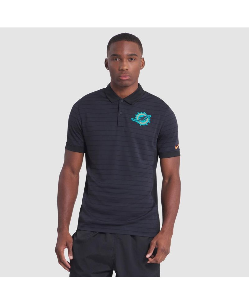 Men's Pitch Blue Miami Dolphins 2025 Rivalries Collection Sideline Victory Striped Dri-FIT Polo Shirt