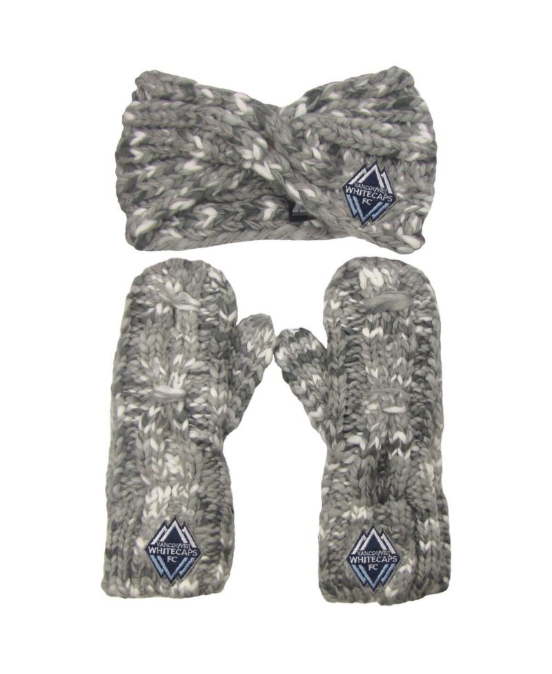 Women's Gray Vancouver Whitecaps FC Marled Headband and Mittens Set
