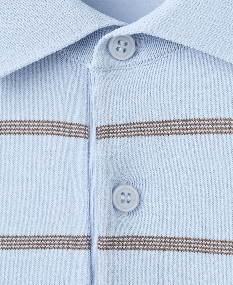 Men's Striped Fine-Knit Polo Shirt
