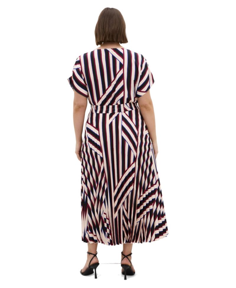 Plus Size Eloisa Striped Short-Sleeve V-Neck Dress