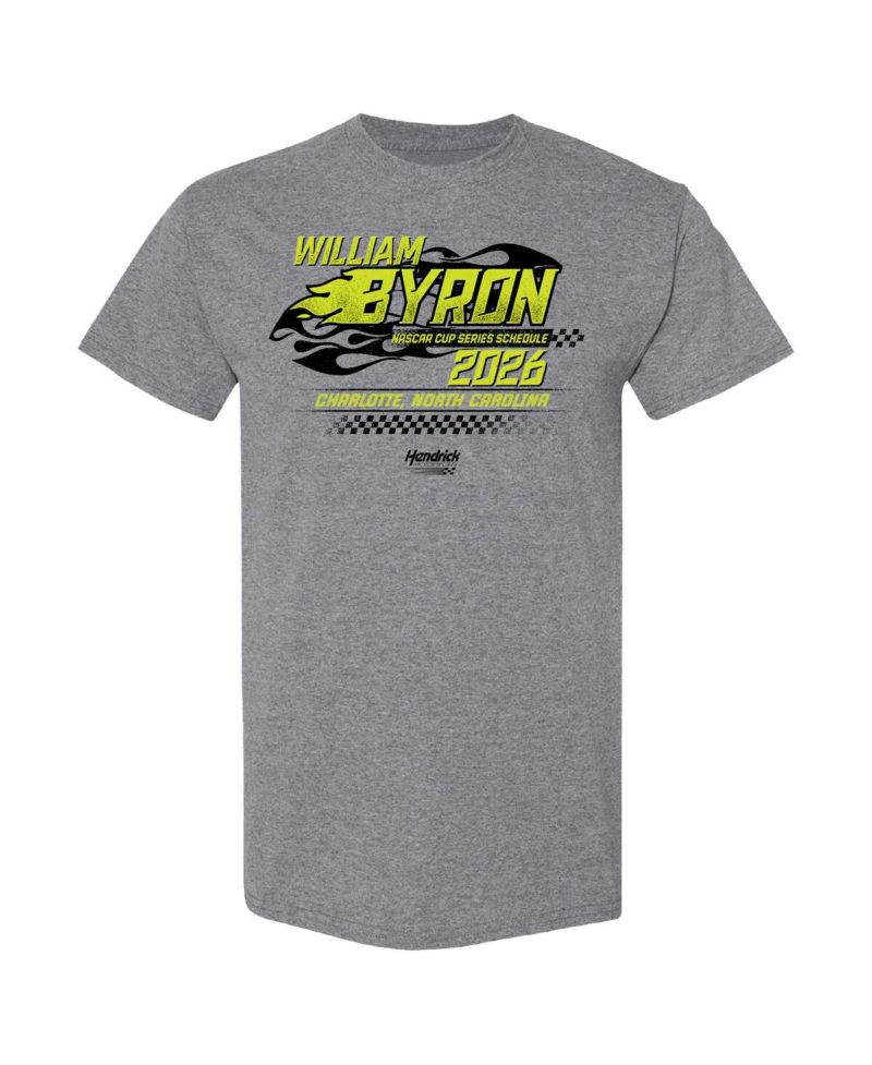 Men's Heather Charcoal William Byron 2026 NASCAR Schedule T-Shirt