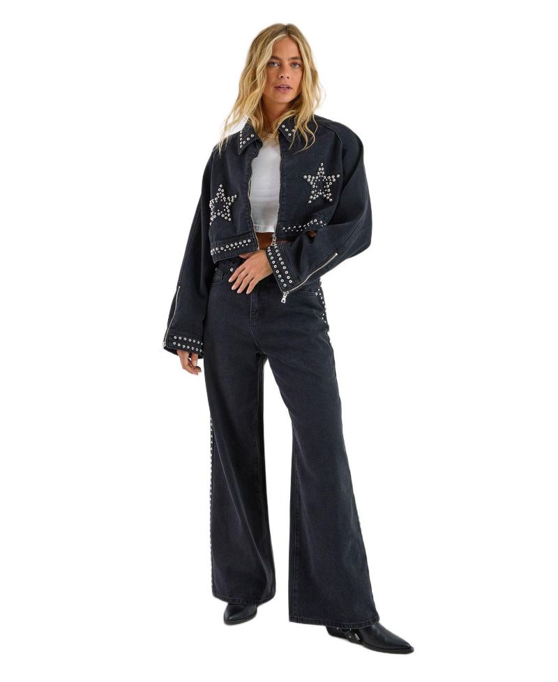 Women's Star Studded Baggy Denim Jeans