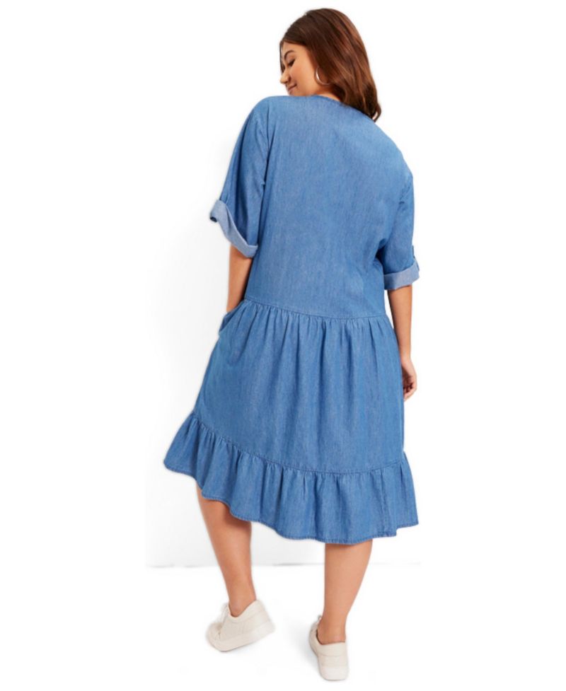 Women's June and Vie Ruffled Denim Dress