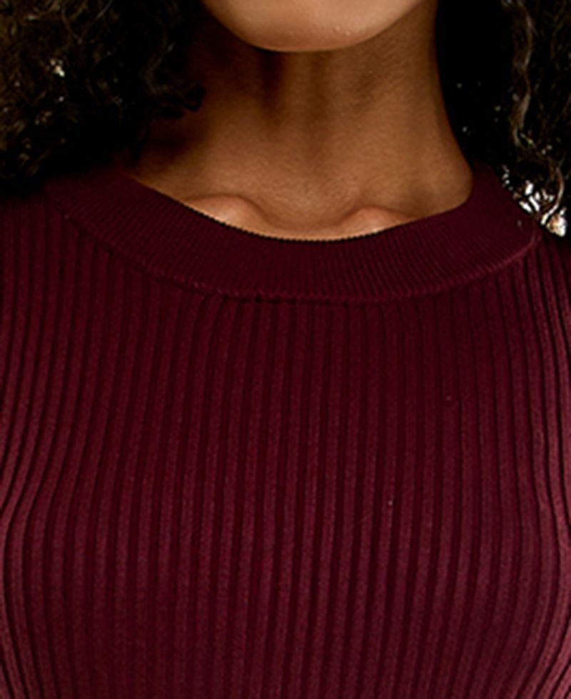 Juniors' Mock Neck Long-Sleeve A-Line Sweater Dress