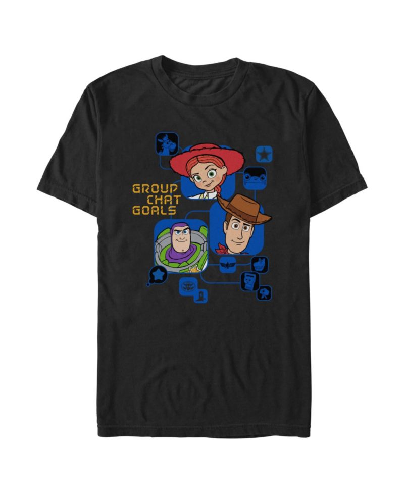 Men's Disney Pixar Toy Story Woody and Buzz Group Chat Goals Graphic T-Shirt