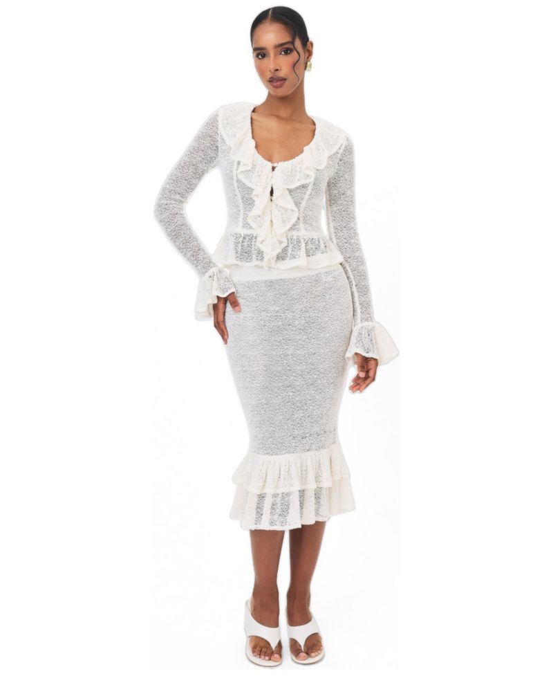 Women's Urva V-Neck Ruffle Flared-Sleeve Blouse