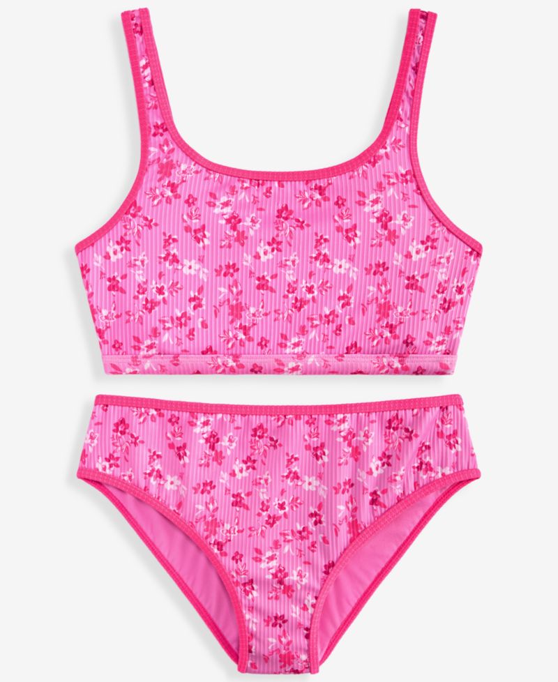 Girls' Scoop Neck Top & Swim Bottoms, 2-Piece Set
