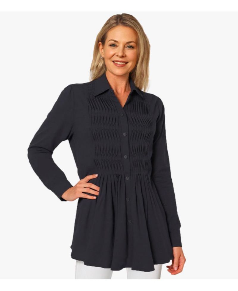 Women's Cotton Poplin Pintuck Detail Lucky Star Shirt
