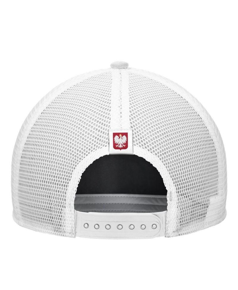 Men's White Poland National Team Rise Rope Trucker A-Frame Adjustable Hat
