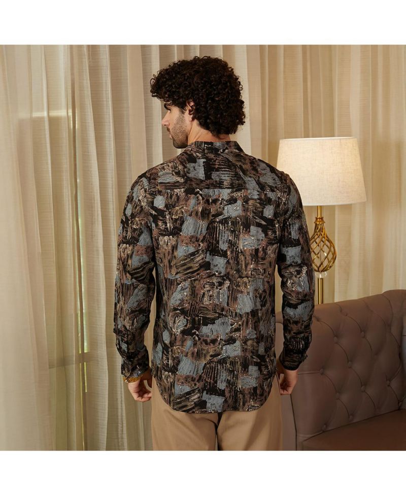 Men's Obsidian Black Impressionistic Strokes Shirt