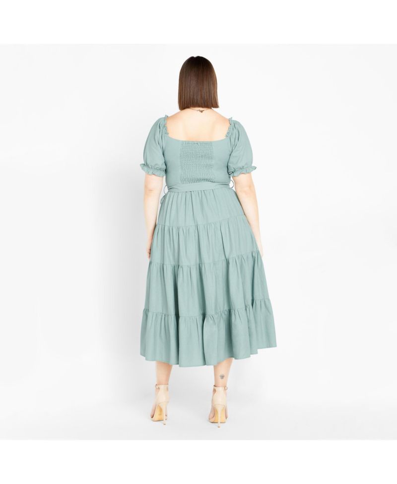 Women's Puffed Sleeve Maxi Dress