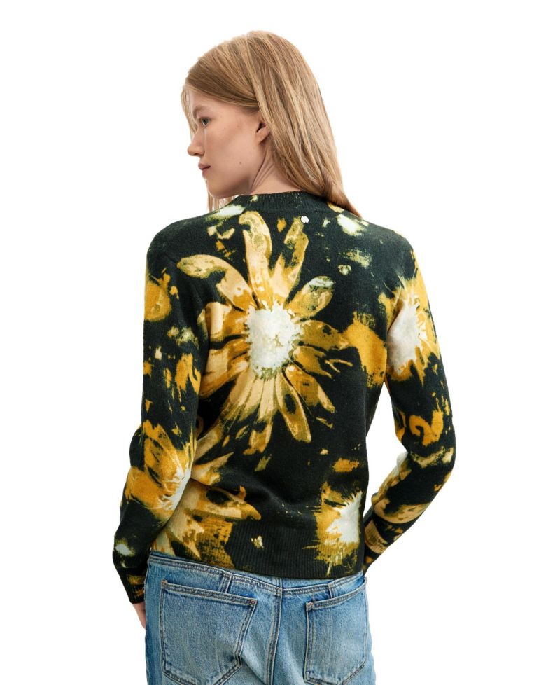 Women's Floral-Print Crew Neck Sweater