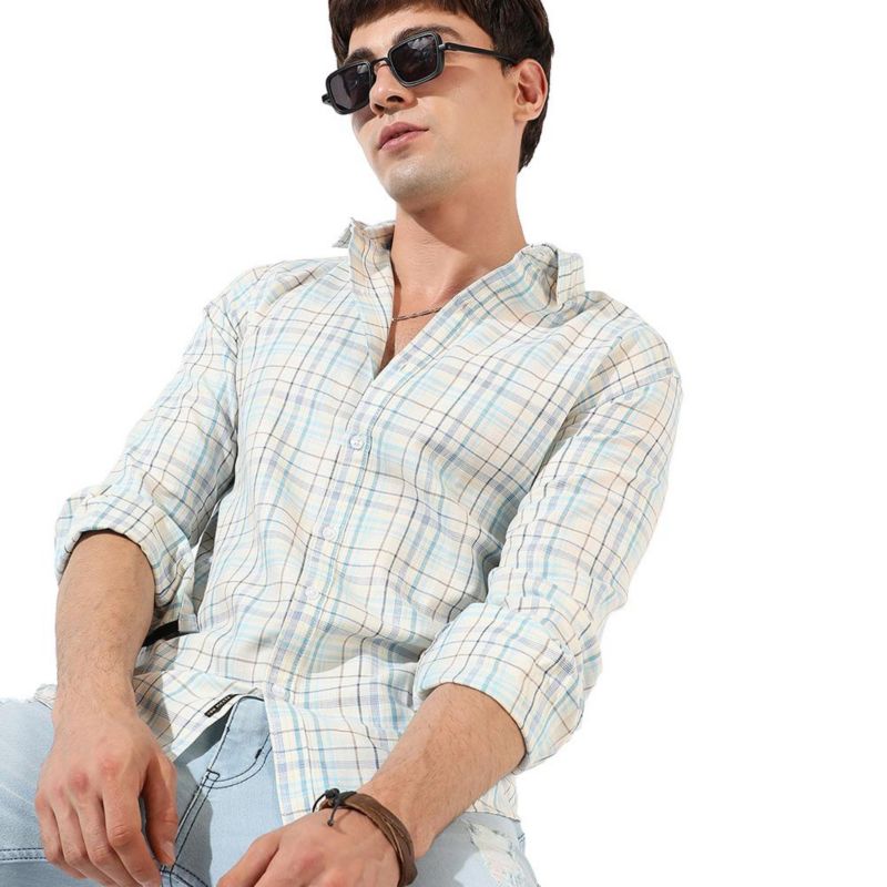 Men's Multicolour Checkered Regular Fit Casual Shirt