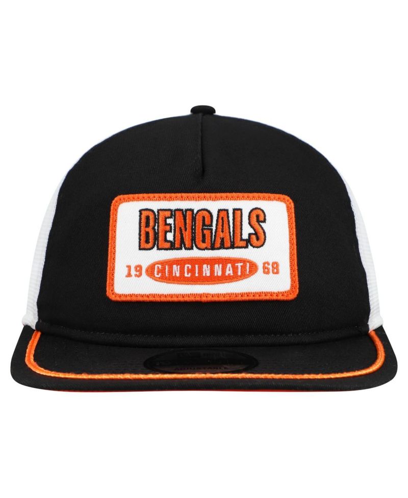 Men's Black/White Cincinnati Bengals Patch 19TWENTY Adjustable Hat