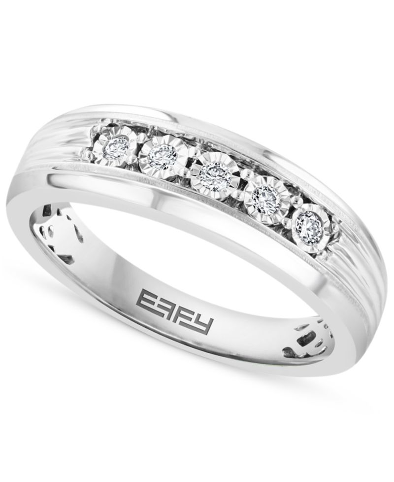 Мужское кольцо с бриллиантом EFFY&reg; (1/6 карата по весу) из чистого серебра (также доступно позолоченное серебро 14 карат)