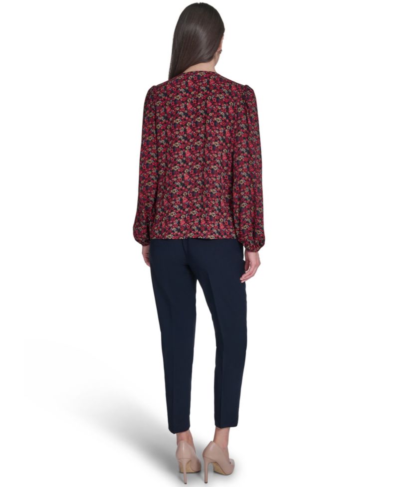 Women's V-Neck Ruffle Pull-On Blouse