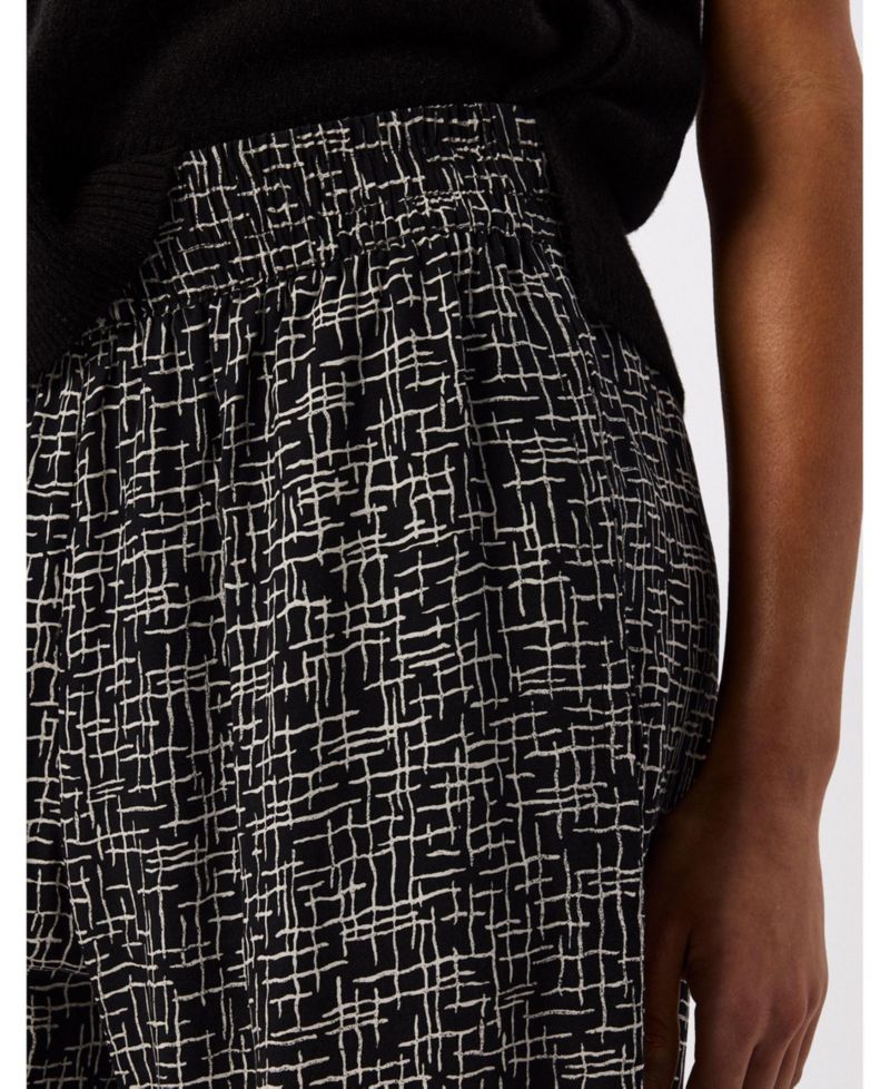 Women's Woven Grid Crop Wide-Leg Trouser
